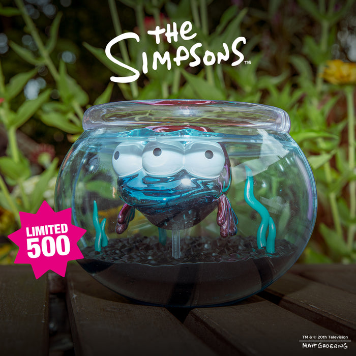 The Simpsons Blinky in Fish Bowl vinyl art figure, 5.5 inches, Nuclear Electroplate Edition, debut at NYCC 2025, sold out.
