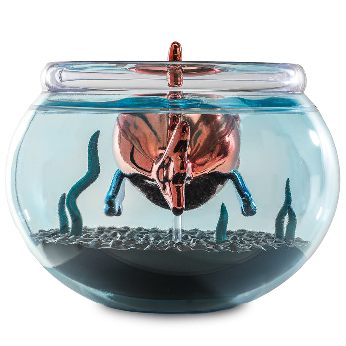 The Simpsons Blinky in Fish Bowl vinyl art figure, 5.5-inch, Nuclear Electroplate Edition, featuring orange fish inside a clear bowl.