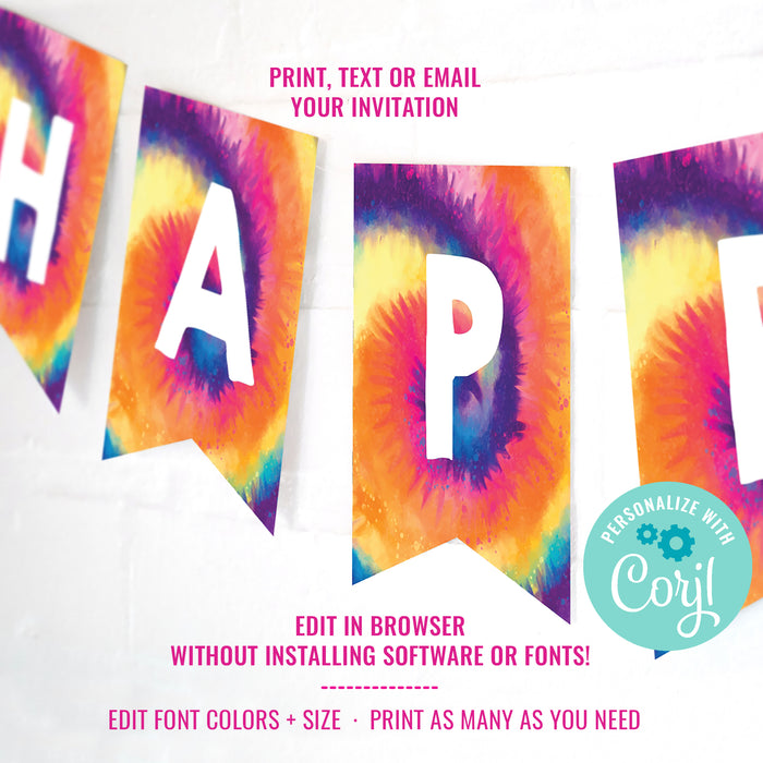 Tie-Dye Party Birthday Banner
