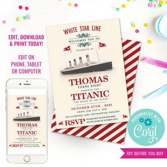 Titanic Birthday Party Invitation