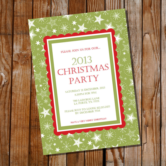 Traditional Christmas Party Invitation | Green and Red Holiday Invite Template