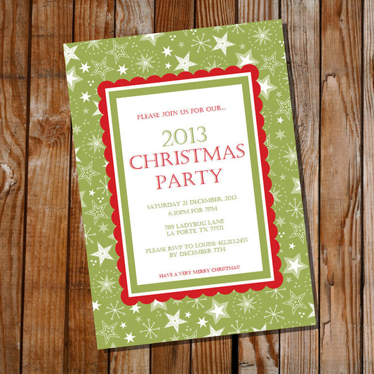 Traditional Christmas Party Invitation | Green and Red Holiday Invite Template