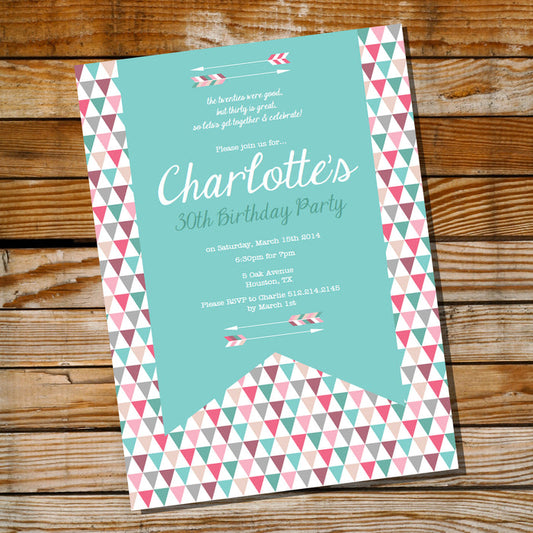 Tribal Arrow Birthday Party Invitation | Pastel Tribal Invitation Design
