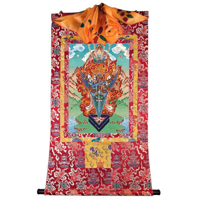 Vajrakilaya - Dorje Phurba - Tibetan thangka painting, detailed view