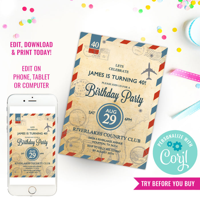 Vintage Travel Invitation | Travelling Birthday Party
