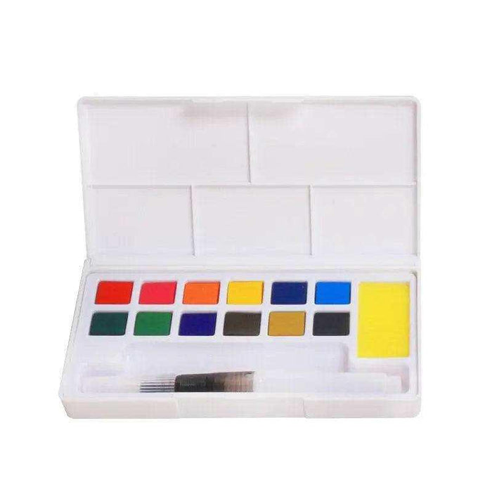 artist watercolor kit with colour pans and mixing palette