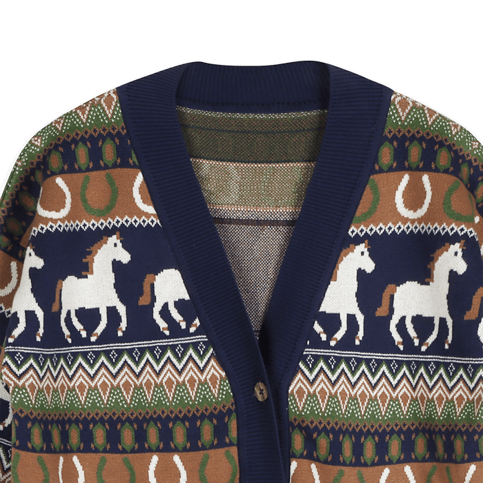 Western Jacquard Knit Women's Cardigan, Organic Cotton - Detail