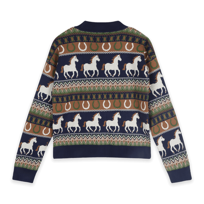 Western Jacquard Knit Women's Cardigan, Organic Cotton - Back
