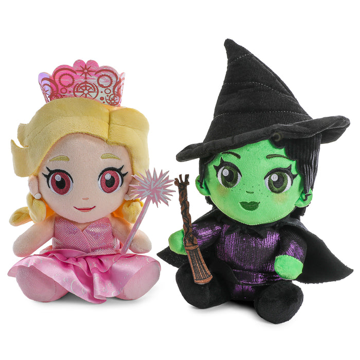 Wicked Glinda and Elphaba Phunny plush bundle, soft plush toys featuring characters from the Wicked musical, vibrant and cuddly.