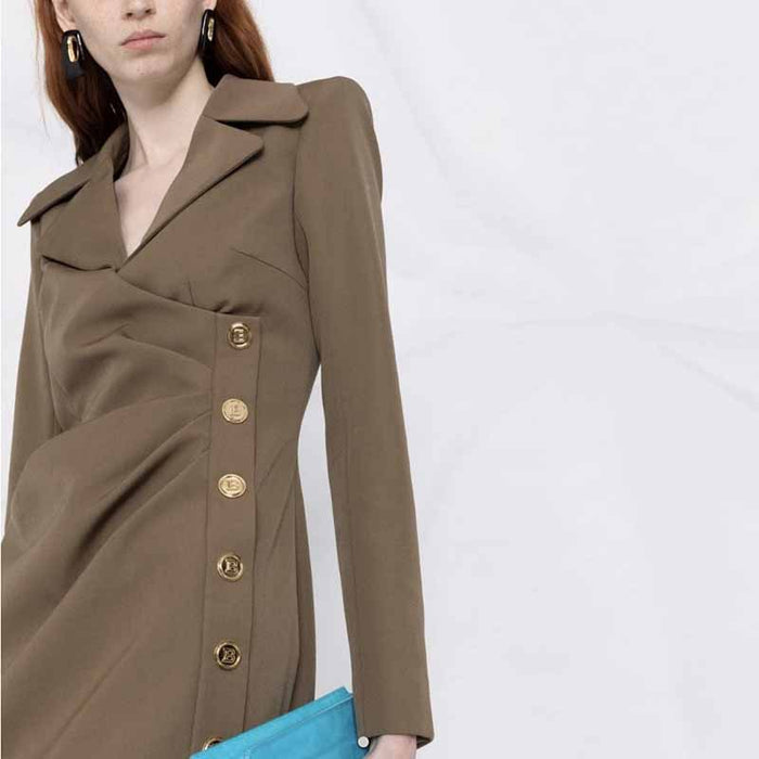 Women Long Sleeve Wrap Mini Dresses
