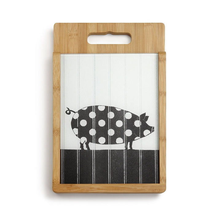 Wood and Glass Cutting Board Set Pig