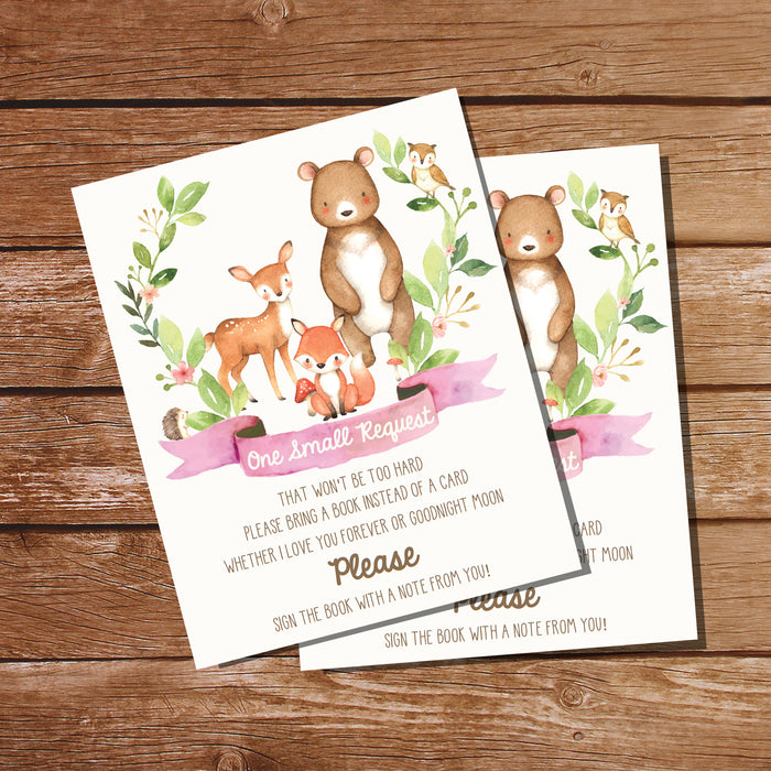 Woodland Baby Shower Bring A Book Card